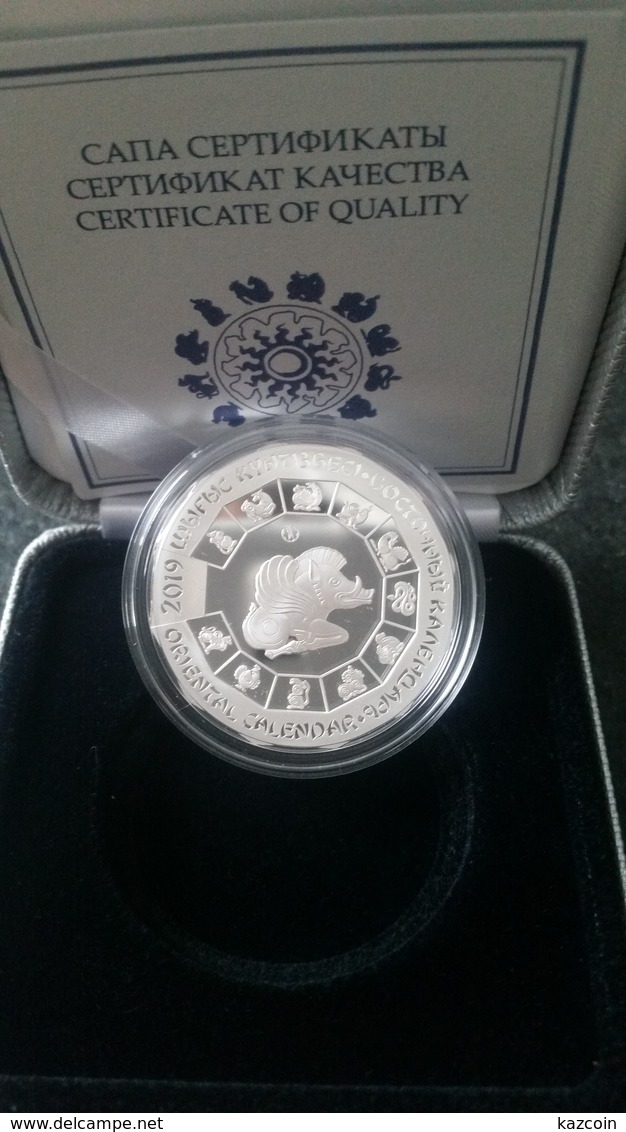 2018  Kazakhstan Kasachstan - Oriental Chinese Calendar - The YEAR OF THE WILD BOAR - Silver 31.1 Gr - Kazakhstan