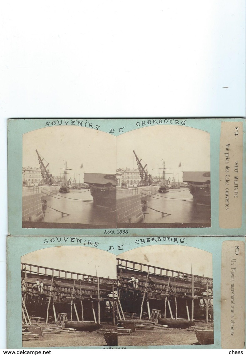 Lot De 2 Photos Stéréo - Souvenirs De Cherbourg-aout 1858 - Photos Stéréoscopiques