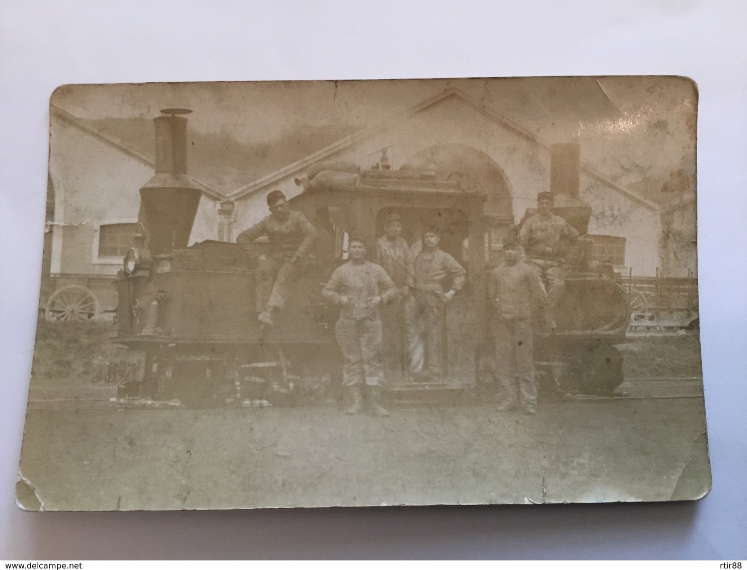 Carte Photo D’une Locomotive Decauville  Chemins De Fer De 60  Pas Courant - 1914-18