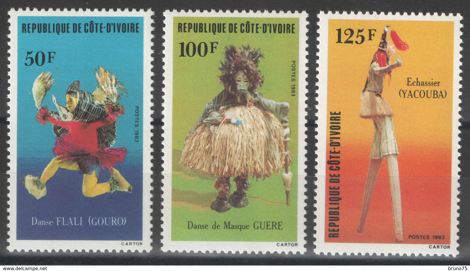 Côte D'Ivoire - YT 663-665 ** - 1983 - Danses - Côte D'Ivoire (1960-...)