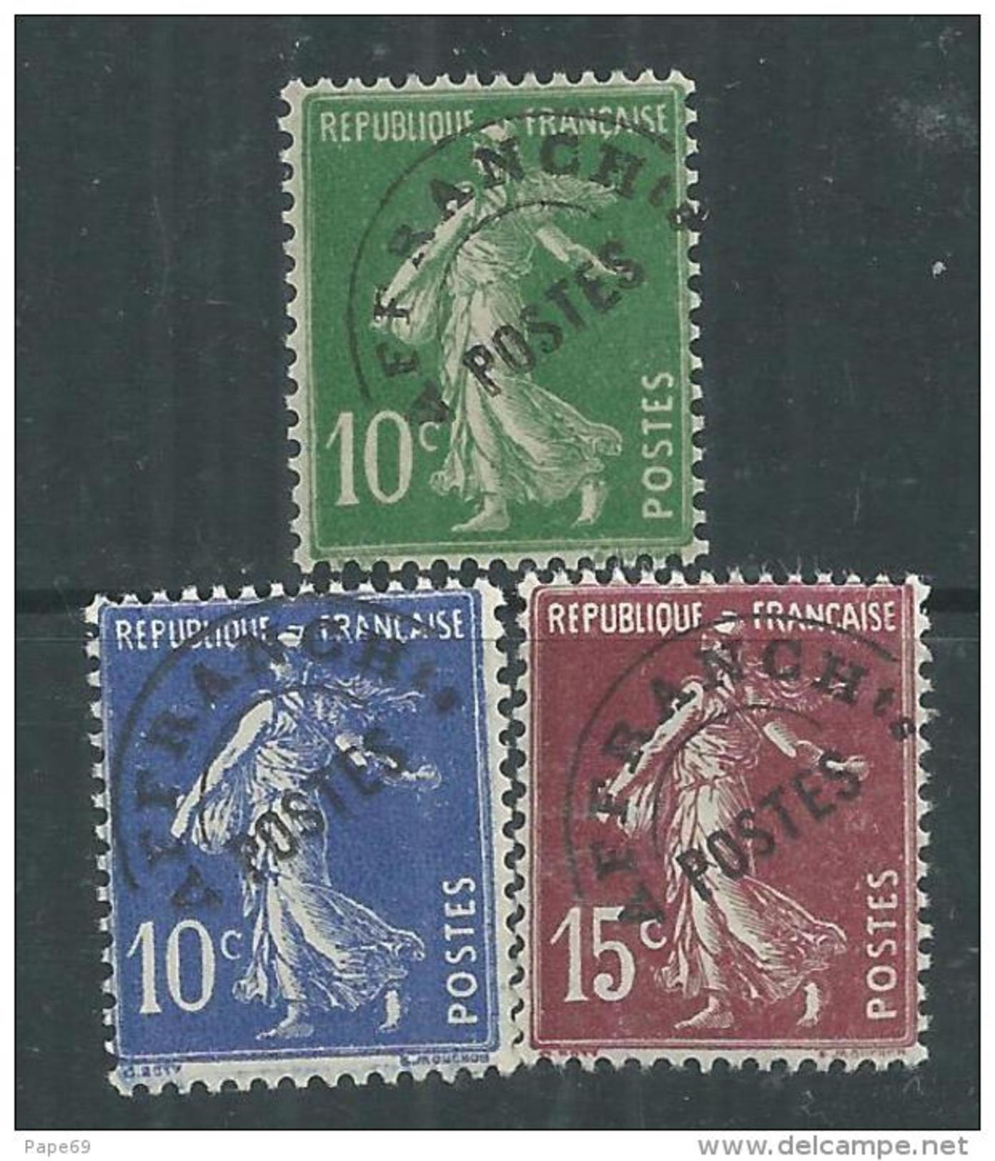 France  Préoblitéré N° 51 / 53  XX  Type Semeuse Fond Plein : Les 3 Valeurs  Sans Charnière, TB - 1893-1947