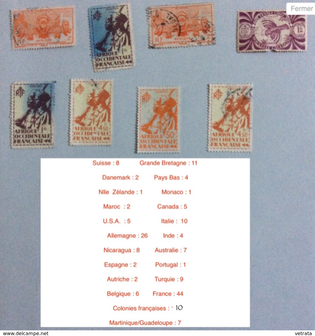 Lot De 175 timbres Oblitérés De Provenances Diverses (avec Doublons) : Suisse-Grande Bretagne-Danemark-Pays Bas-Nlle Zél - Autres & Non Classés