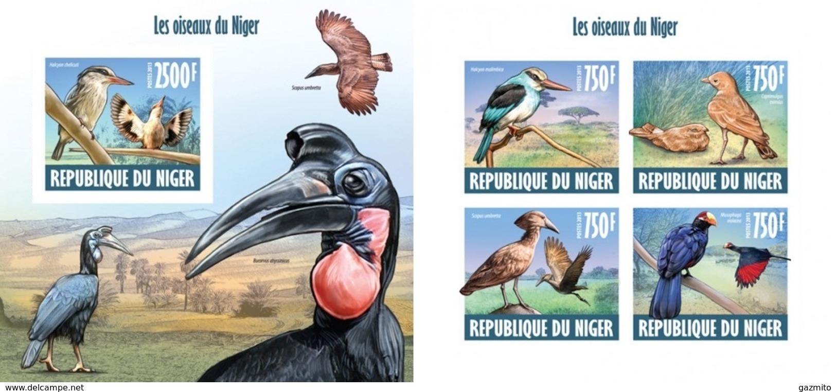 Niger 2013, Animals, Birds Of Niger, 4val In BF+BF IMPERFORATED - Niger (1960-...)