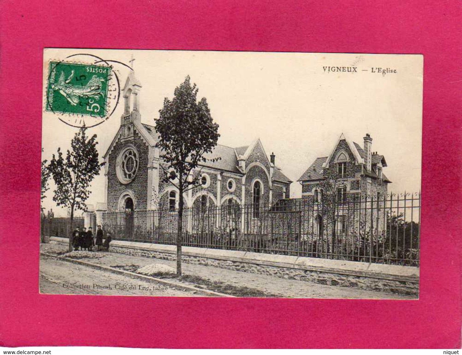 91 Essonne, Vigneux, L'Eglise, Animée, Enfants, 1910, (Paseal) - Vigneux Sur Seine