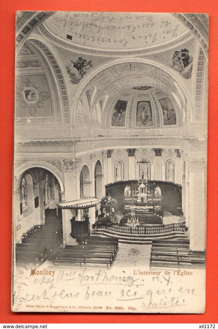 TRH-28  Monthey, Intérieur De L'Eglise.  Cachet Monthey 1905 - Monthey