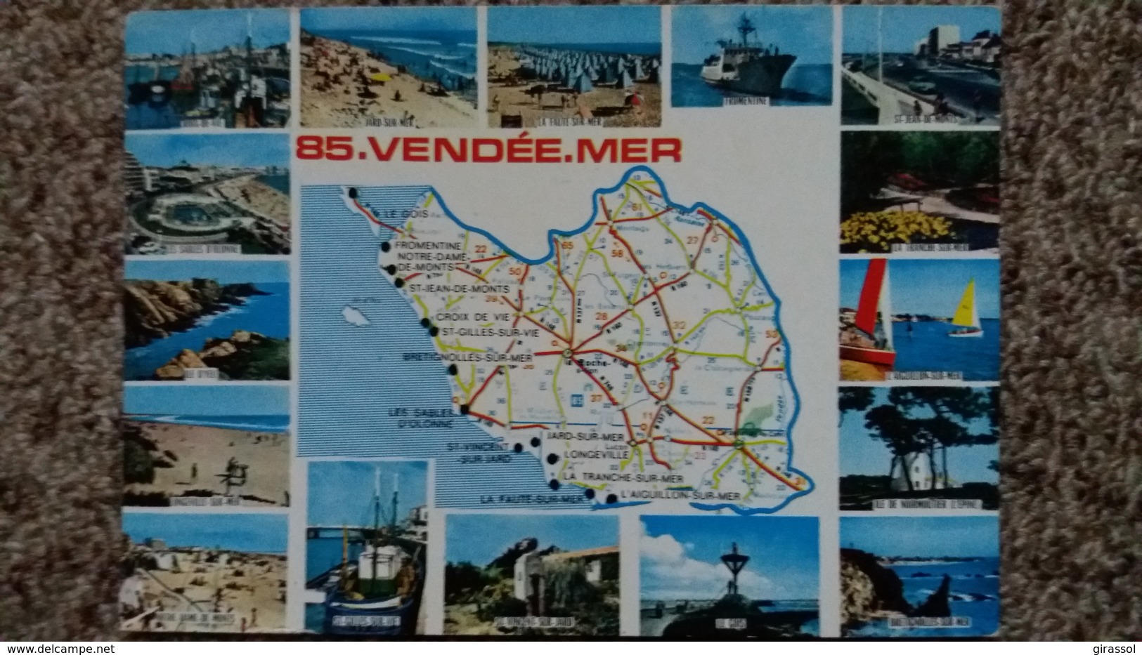 CPSM GEOGRAPHIQUE DEPARTEMENT DE LA VENDEE D APRES CARTE MICHELIN N° 989 ED CIM 1989 - Cartes Géographiques