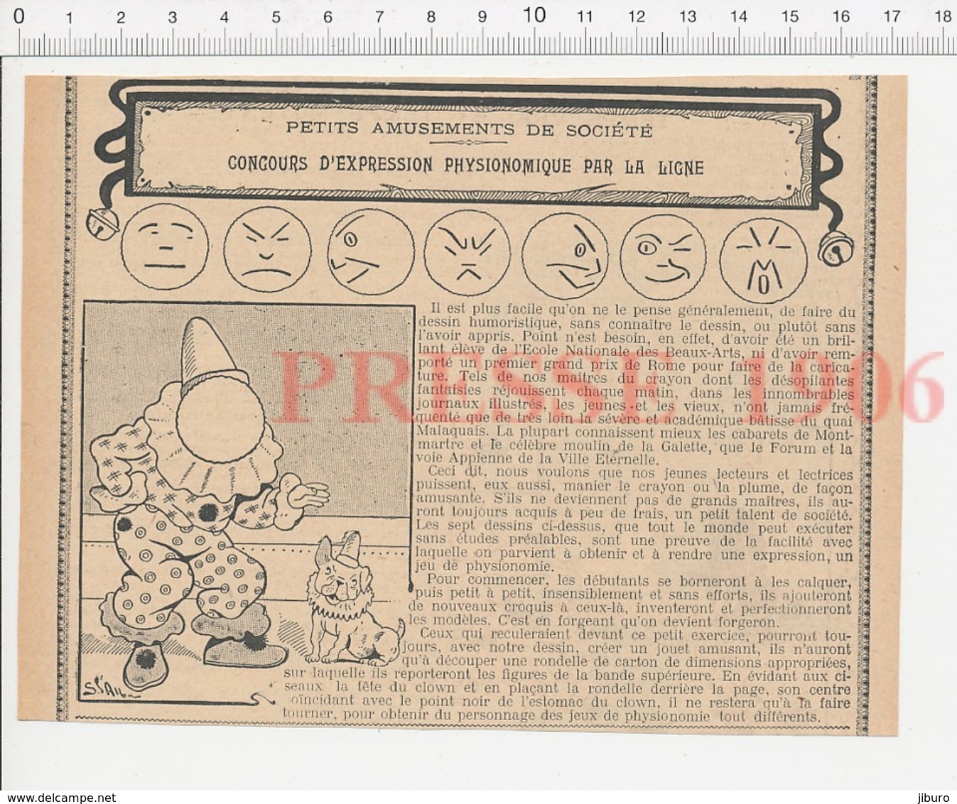 Presse 1906 Humour Expression Du Visage Physionomie Clown 223CHV3 - Non Classés