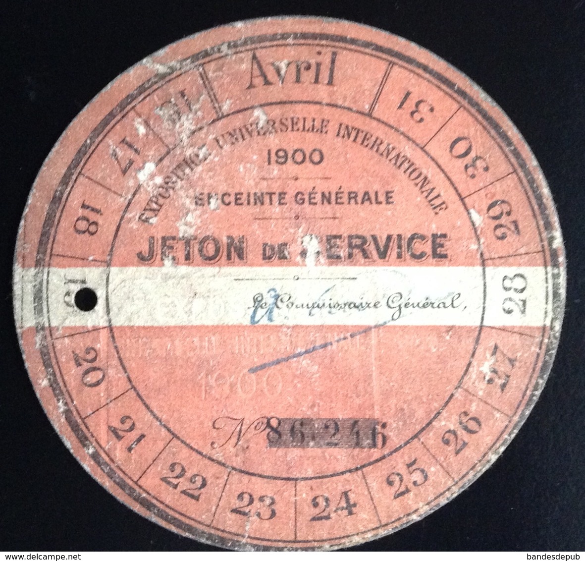 Rare Jeton De Service Ticket D Entrée Exposition Universelle Paris 1900 Nominatif Circulaire - Tickets D'entrée