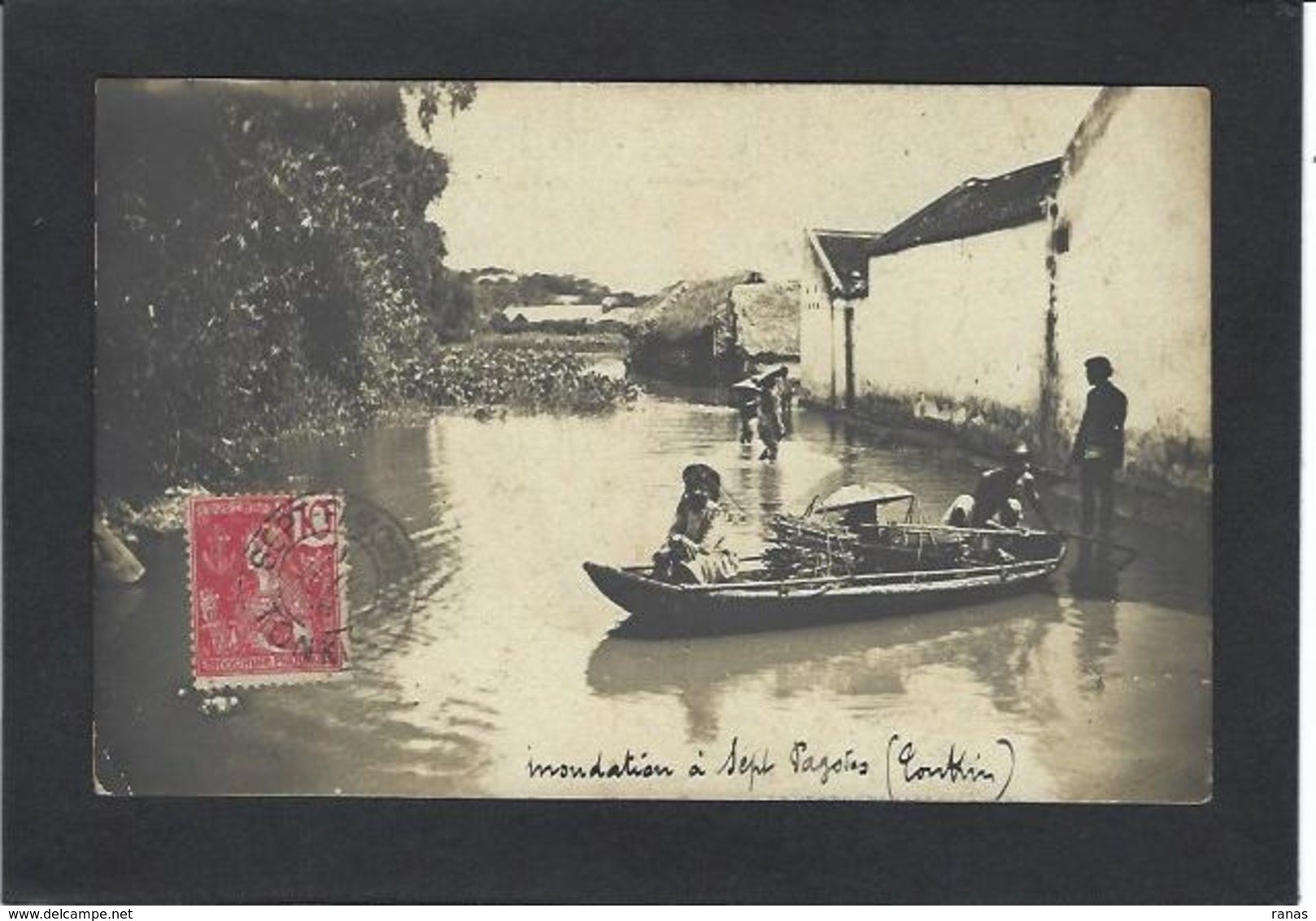 CPA Tonkin Sept Pagodes Inondation Catastrophe Carte Photo RPPC Circulé - Vietnam