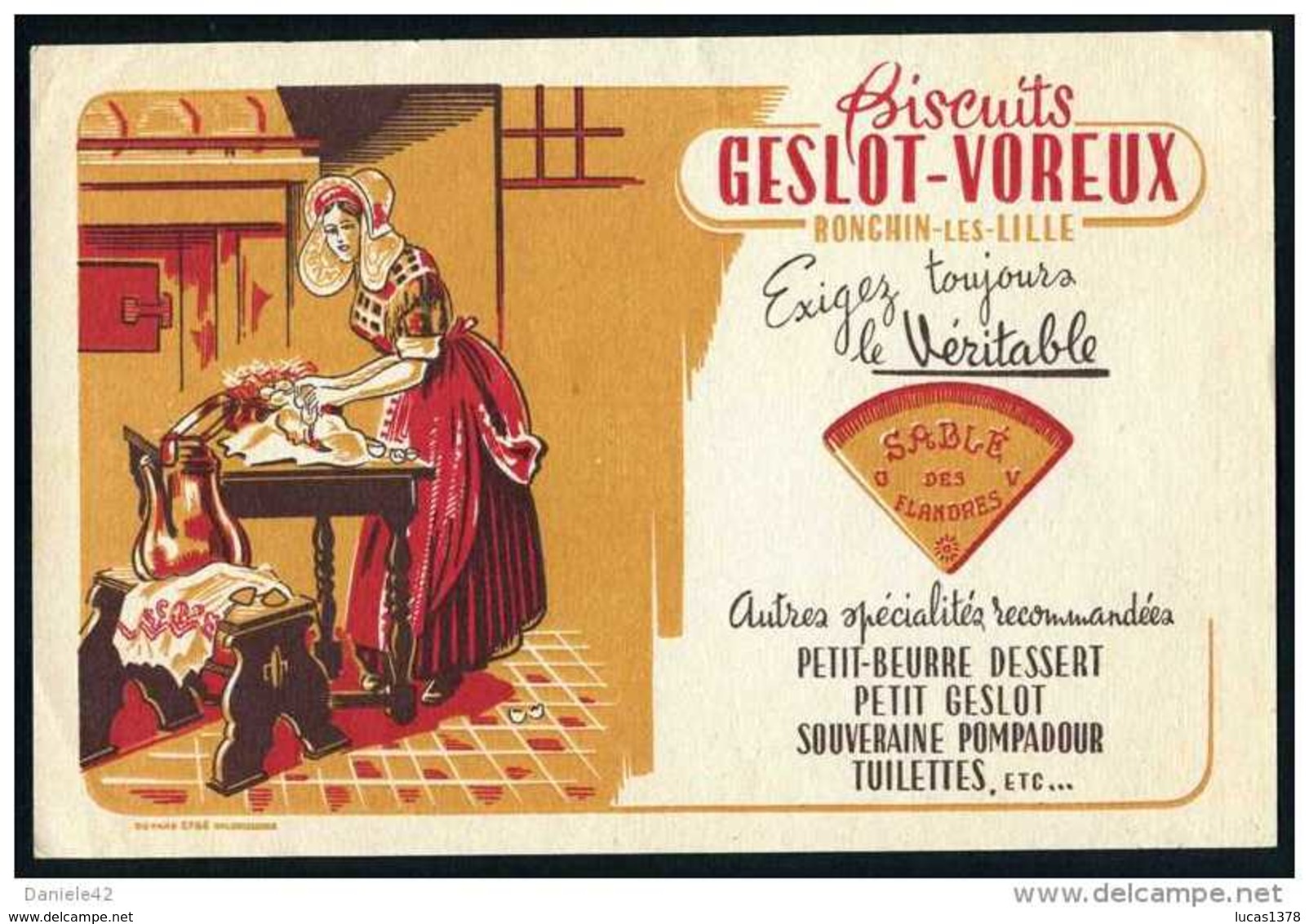 BUVARD - Sucreries & Gateaux - BISCUITS GESLOT - VOREUX - RONCHIN - LES - LILLE - Sucreries & Gâteaux