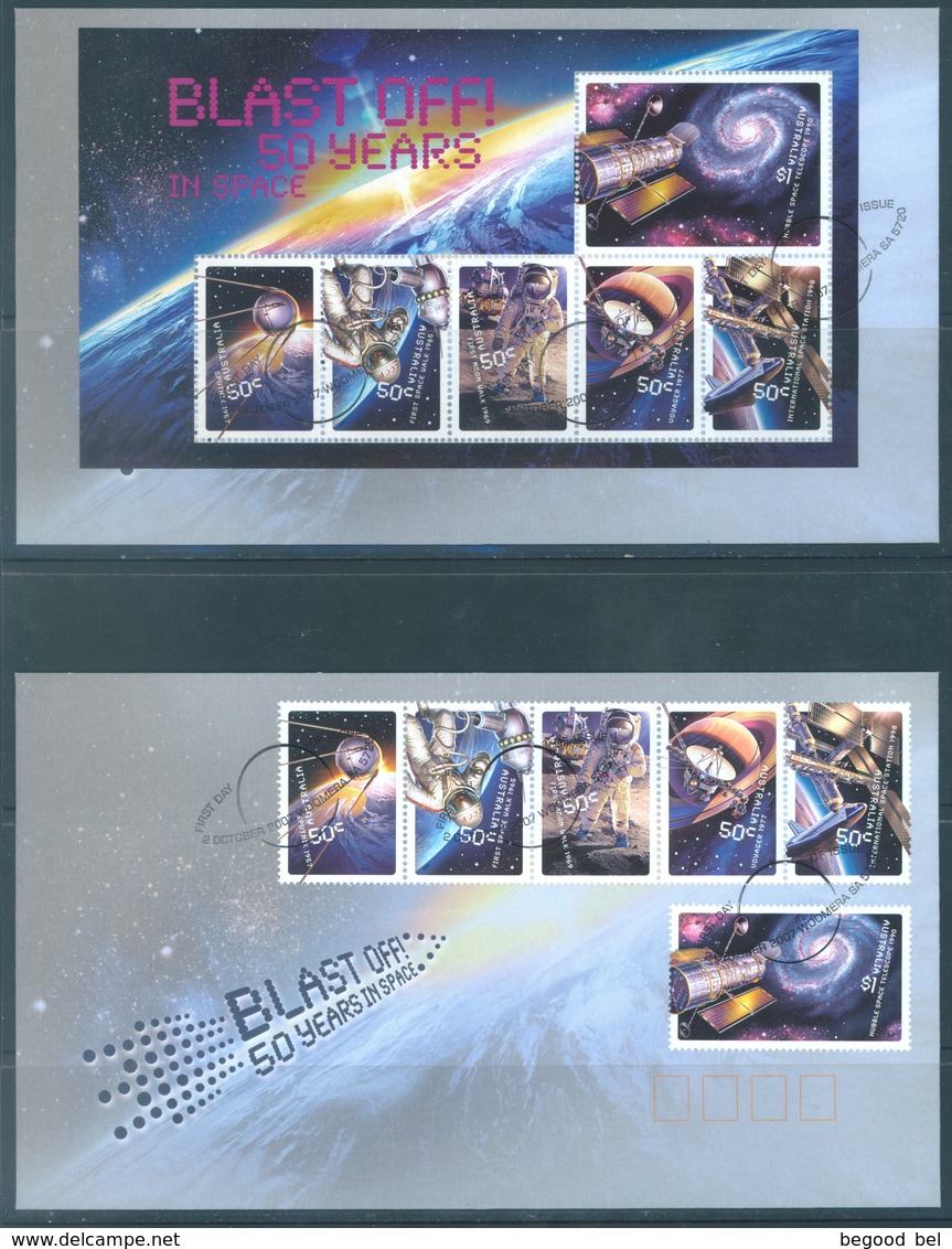 AUSTRALIA  - FDC - 2.10.2007 - BLAST OFF 50 YEARS IN SPACE - Yv 2764-2774 BLOC 103 - Lot 18577 - FDC