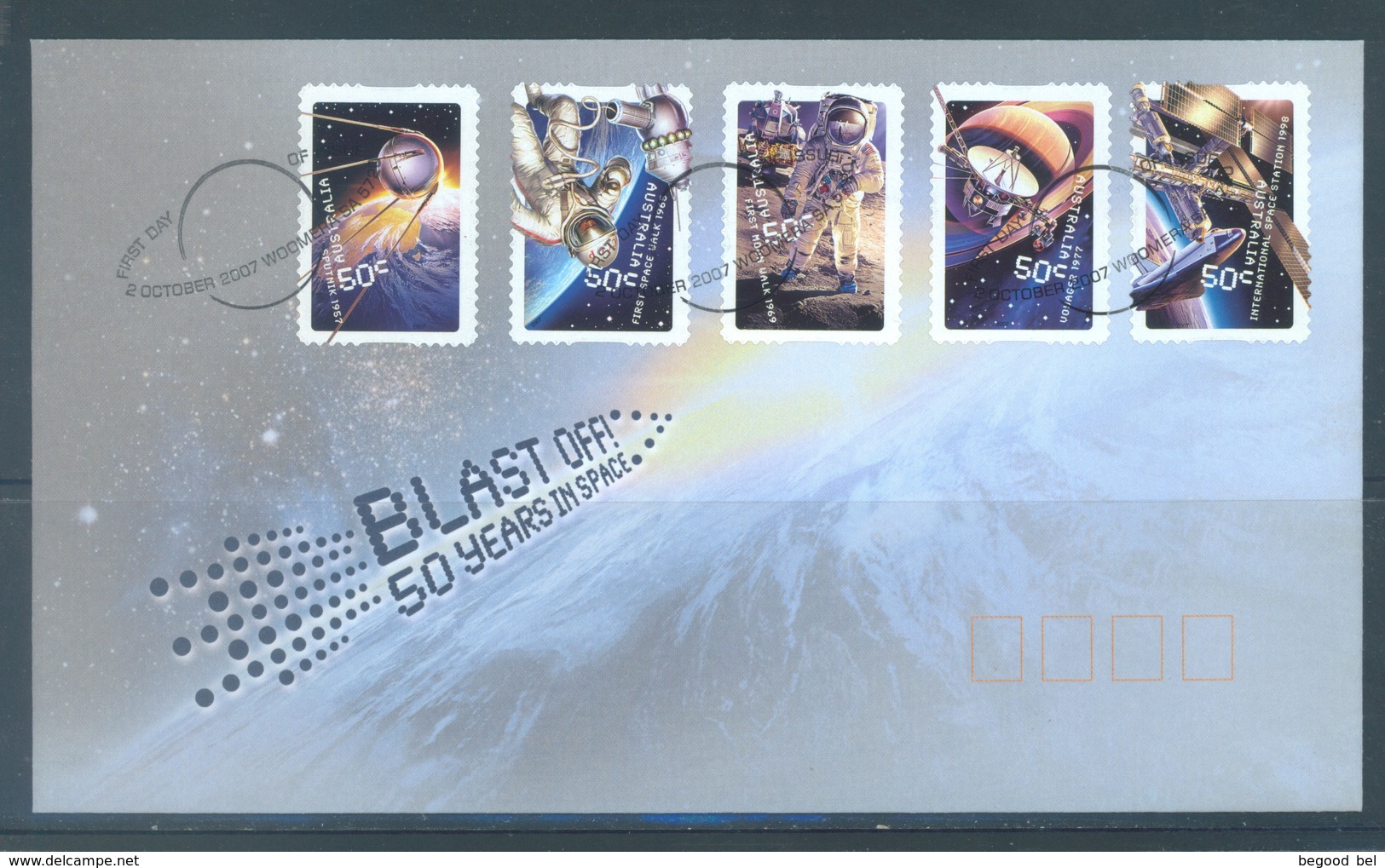 AUSTRALIA  - FDC - 2.10.2007 - BLAST OFF 50 YEARS IN SPACE - Yv 2764-2774 BLOC 103 - Lot 18577 - FDC