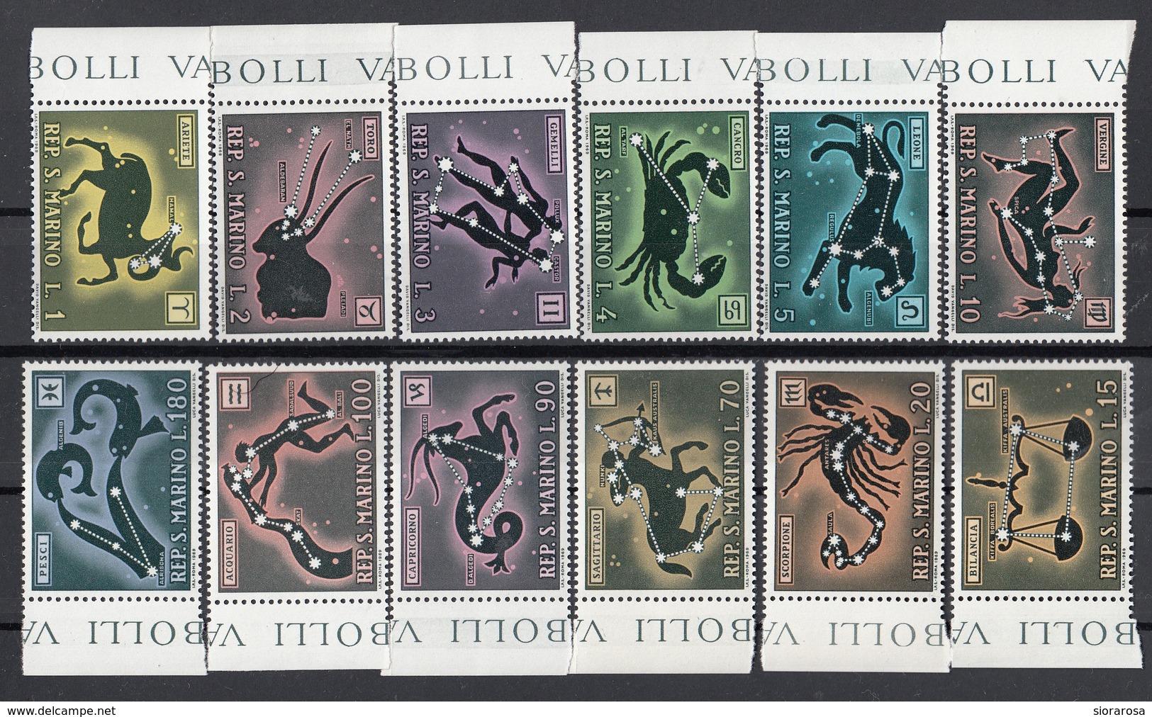 San Marino 1970 Bf. 802/813 Segni Zodiaco Full Set MNH Ariete Toro Gemelli Cancro Leone Vergine Bilancia Scorpione... - Astrologia