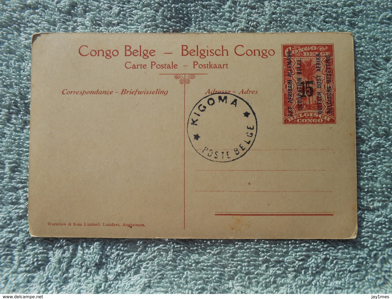 Cpa Postal Congo Belge Est Africain Allemand Cachet Stempel Kigoma Poste Belge - Interi Postali