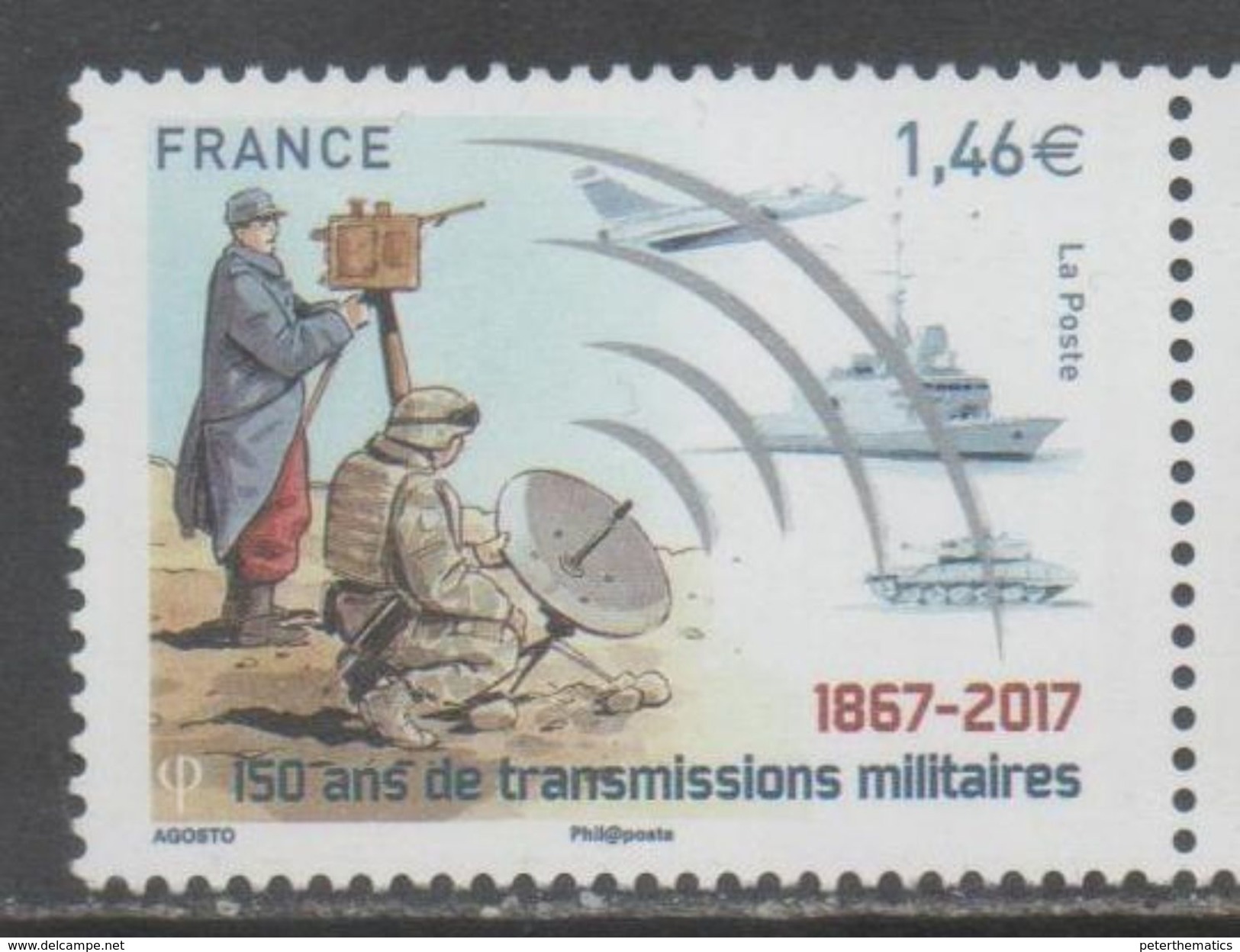 FRANCE, 2017, MNH, MILITARY TRANSMISSIONS, PLANES, SHIPS, TANKS, SATELLITES, 1v - Barche