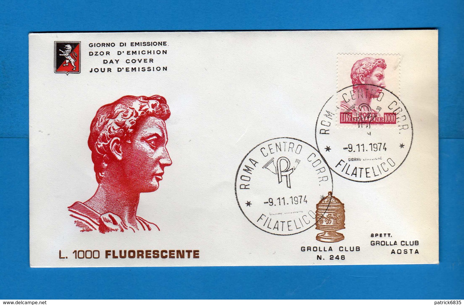 FDC-1974  - GROLLA CLUB. SAN. GIORGIO.   Vedi Descrizione. - FDC