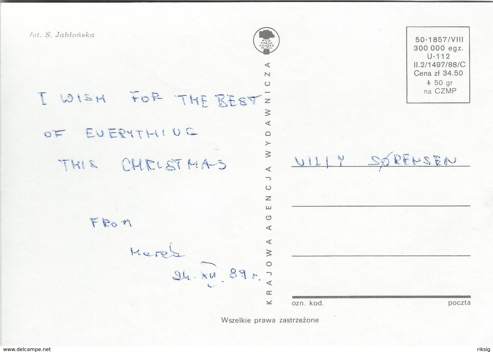 Christmas Card. Wesotych Swiat.   B-3346 - Other & Unclassified