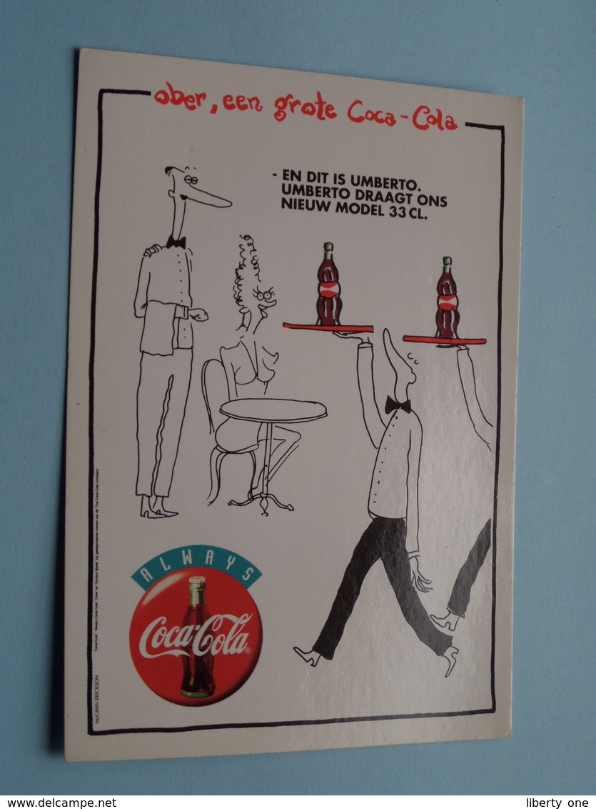 Always COCA-COLA : En Dit Is Umberto. Umberto Draagt Ons Nieuw Model 33 CL. ( Boomerang ) Anno 19?? ! - Publicité