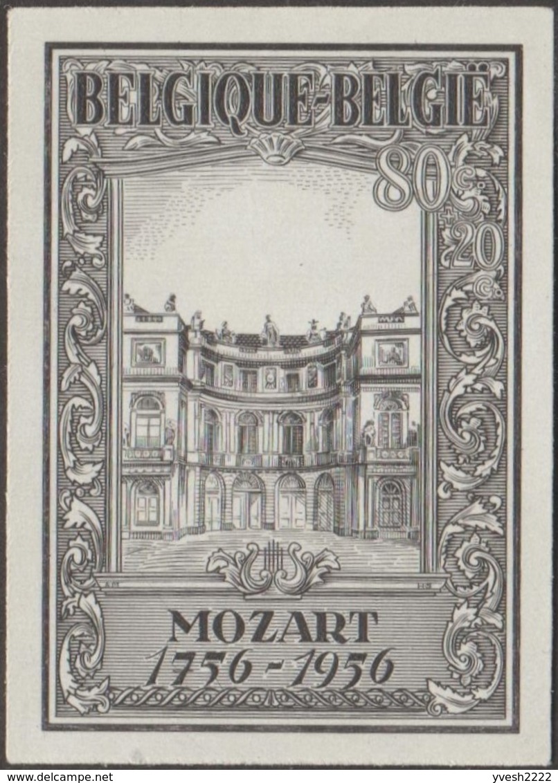 Belgique 1956 Y&T 987. 3 épreuves Mozart, palais de Charles de Lorraine, Mozart enfant, franc-maçonnerie