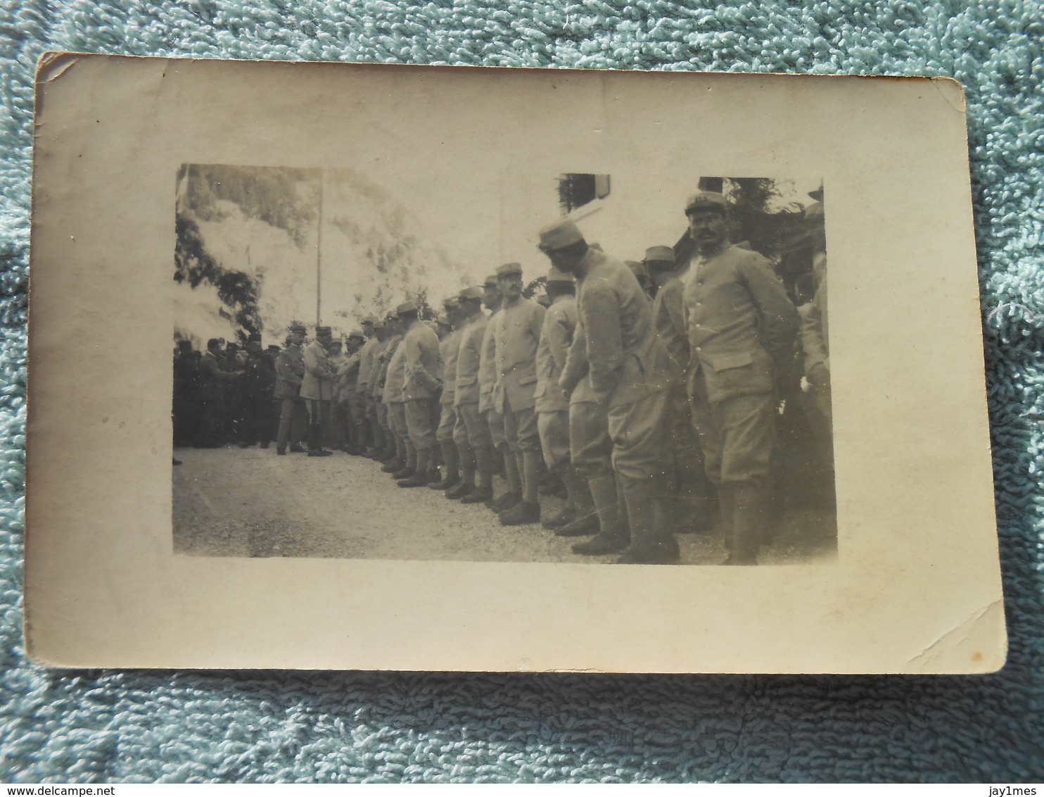 4 Cpa Photo Internés Militaire  Français 1918  En Suisse Le Pont Visite D'un Gradé Voiture France - Oorlog 1914-18