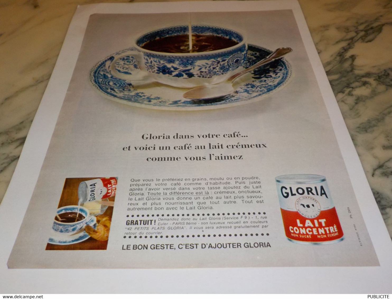 ANCIENNE AFFICHE  PUBLICITE  LAIT  GLORIA 1965 - Autres & Non Classés