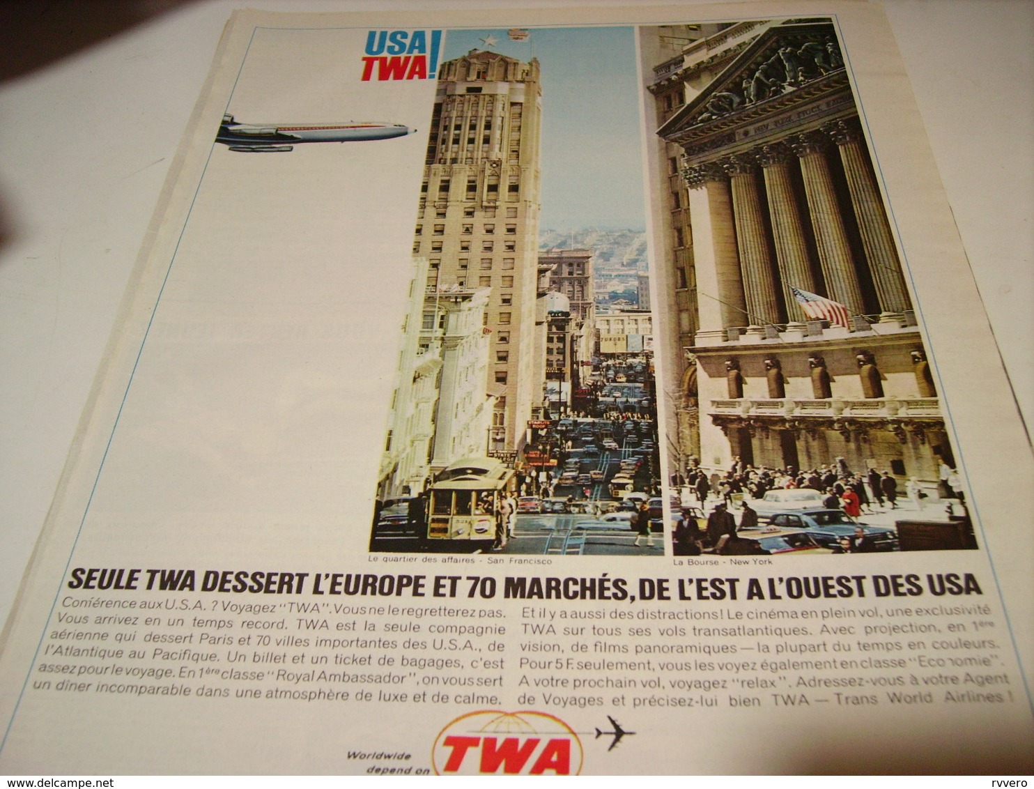 ANCIENNE PUBLICITE USA TWA 1965 - Publicités