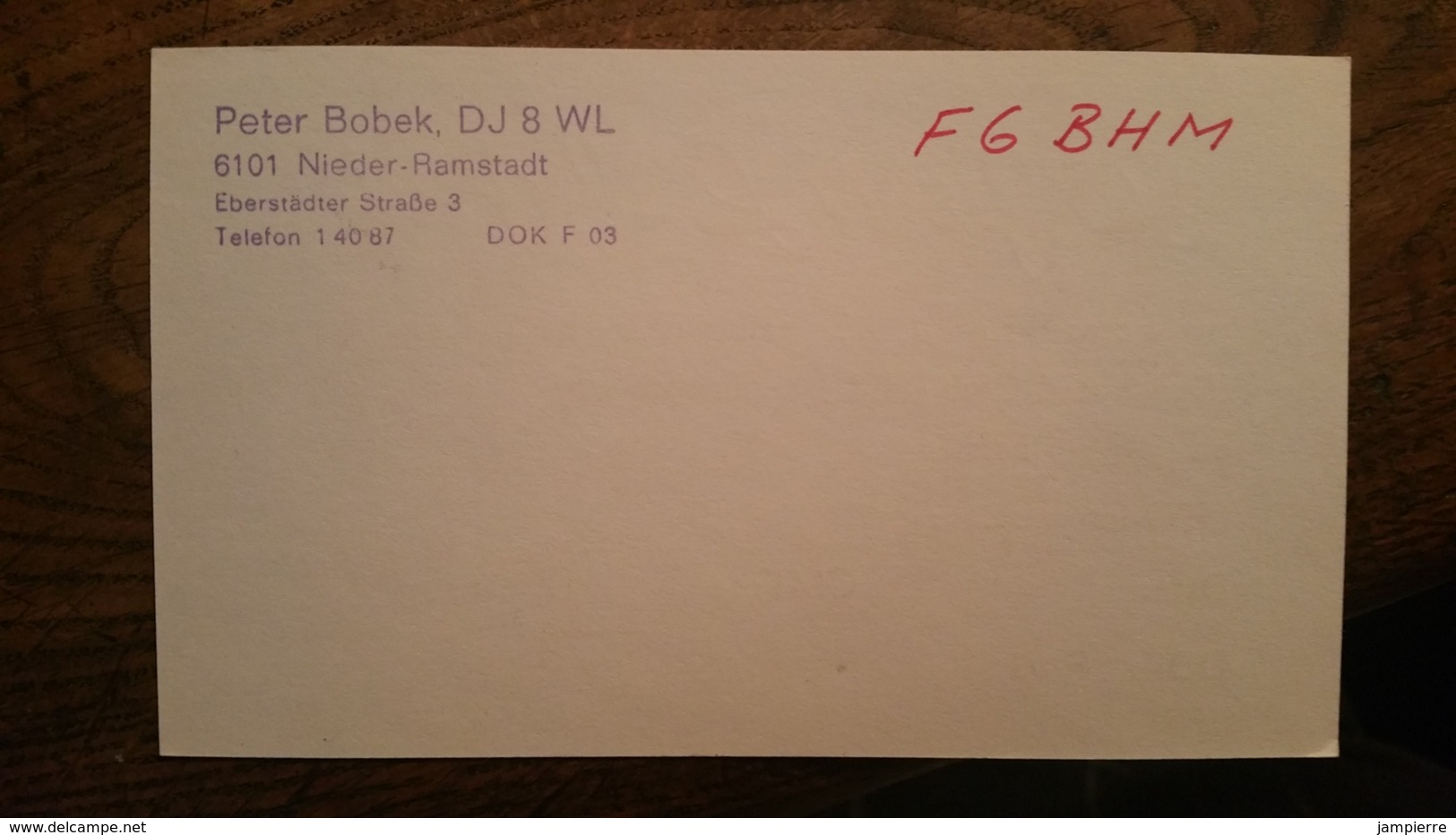 Carte QSL - DJ8WL - Nieder-Ramstadt (Allemagne) - Radio Amateur