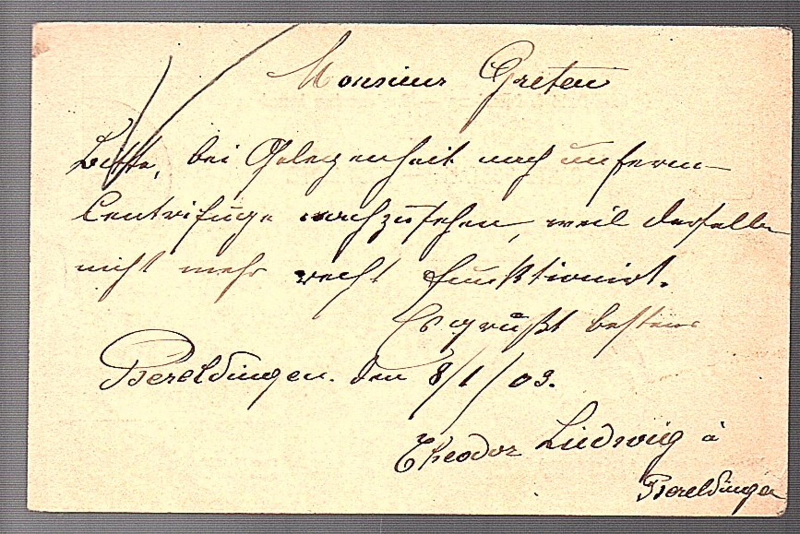 1903 WALFERDANGE > Charles Greten (273) - Entiers Postaux