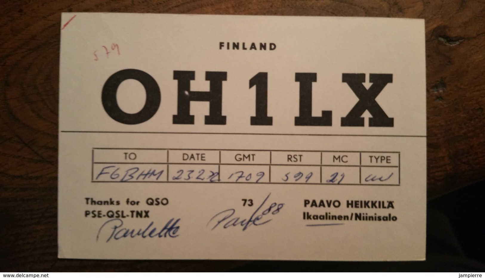 Carte QSL - OH1LX - Finland (Finlande) - Amateurfunk