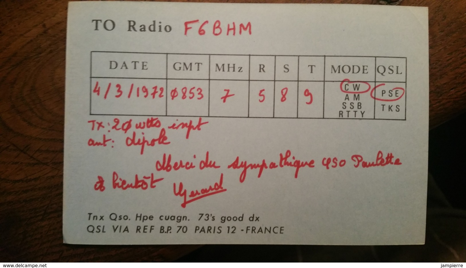 Carte QSL - F6BCR - Radio Amateurs De Seine Saint-Denis (93) - Amateurfunk