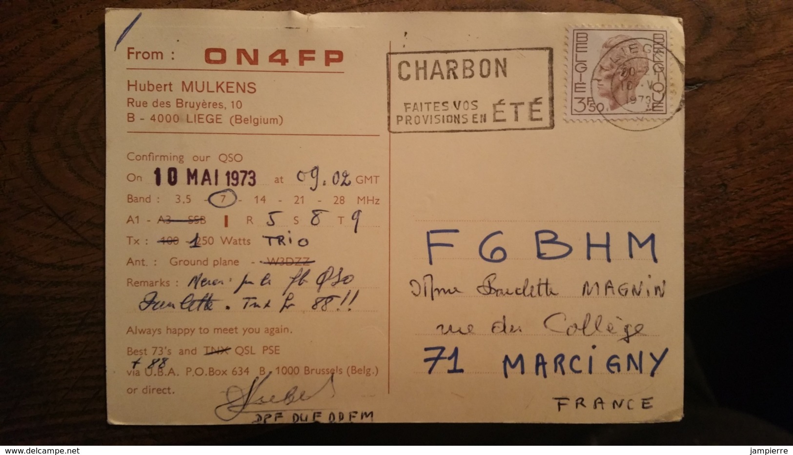 Carte QSL - ON4FP - Liège (Belgique) - Belle Illustration - Radio Amatoriale