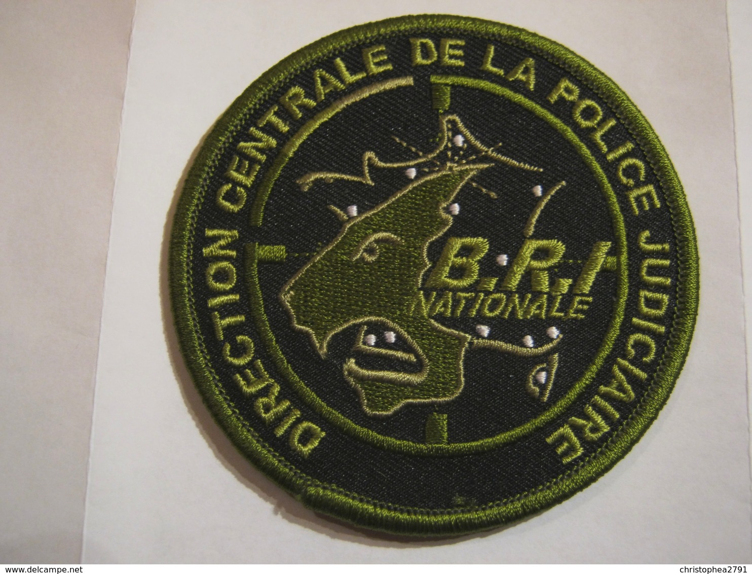 ECUSSON PATCH EN B.V VERT POLICE NATIONALE DCPJ LA BRI NATIONALE SUR VELCROS - Police & Gendarmerie