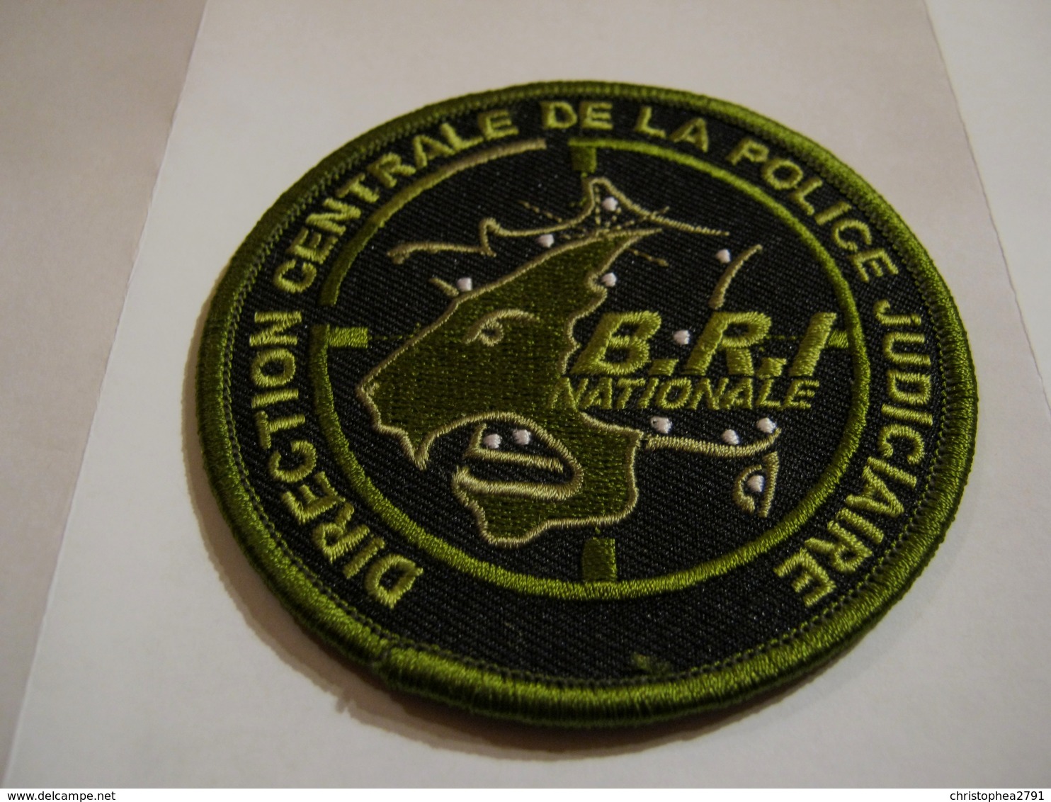 ECUSSON PATCH EN B.V VERT POLICE NATIONALE DCPJ LA BRI NATIONALE SUR VELCROS - Police & Gendarmerie