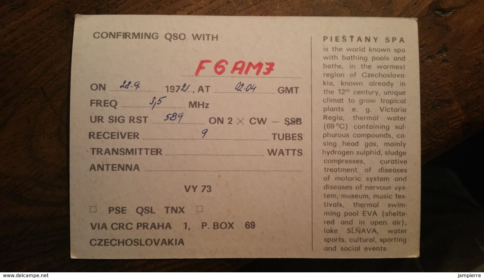 Carte QSL - OK3TMF - Nove Zamky - Czechoslovakia - Radio Amateur