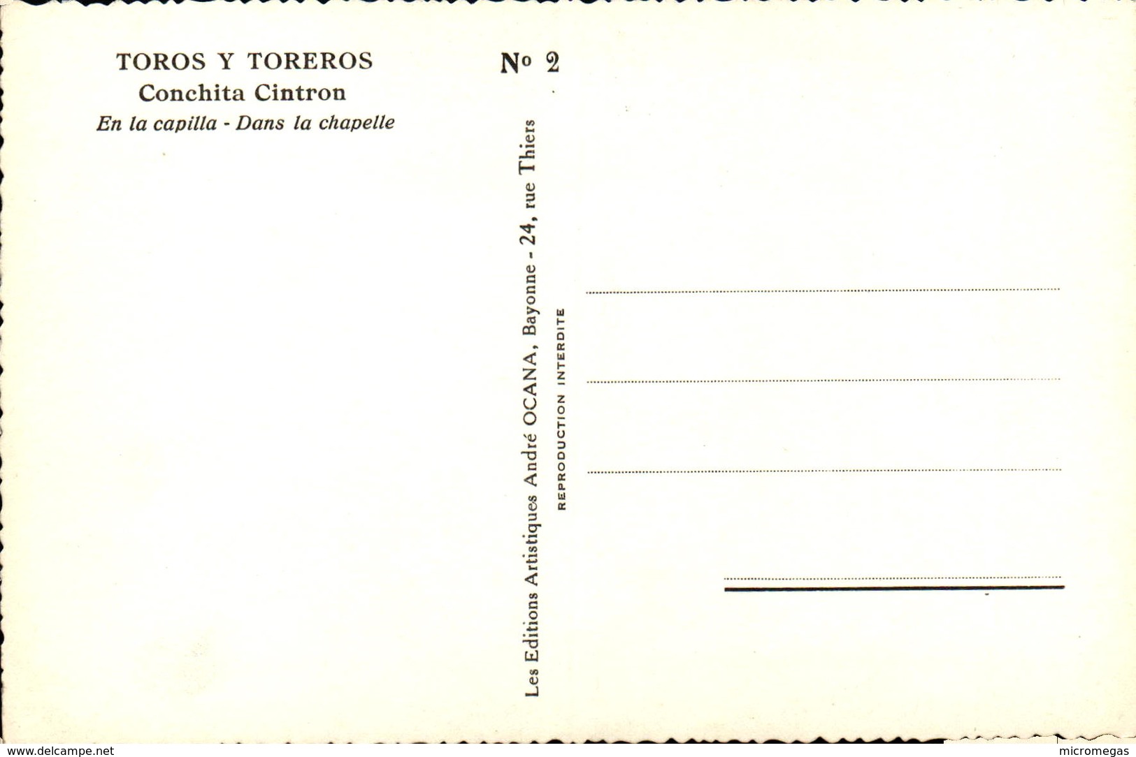 Conchita CINTRON - En La Capilla - Toros Y Toreros N°2 - Corrida