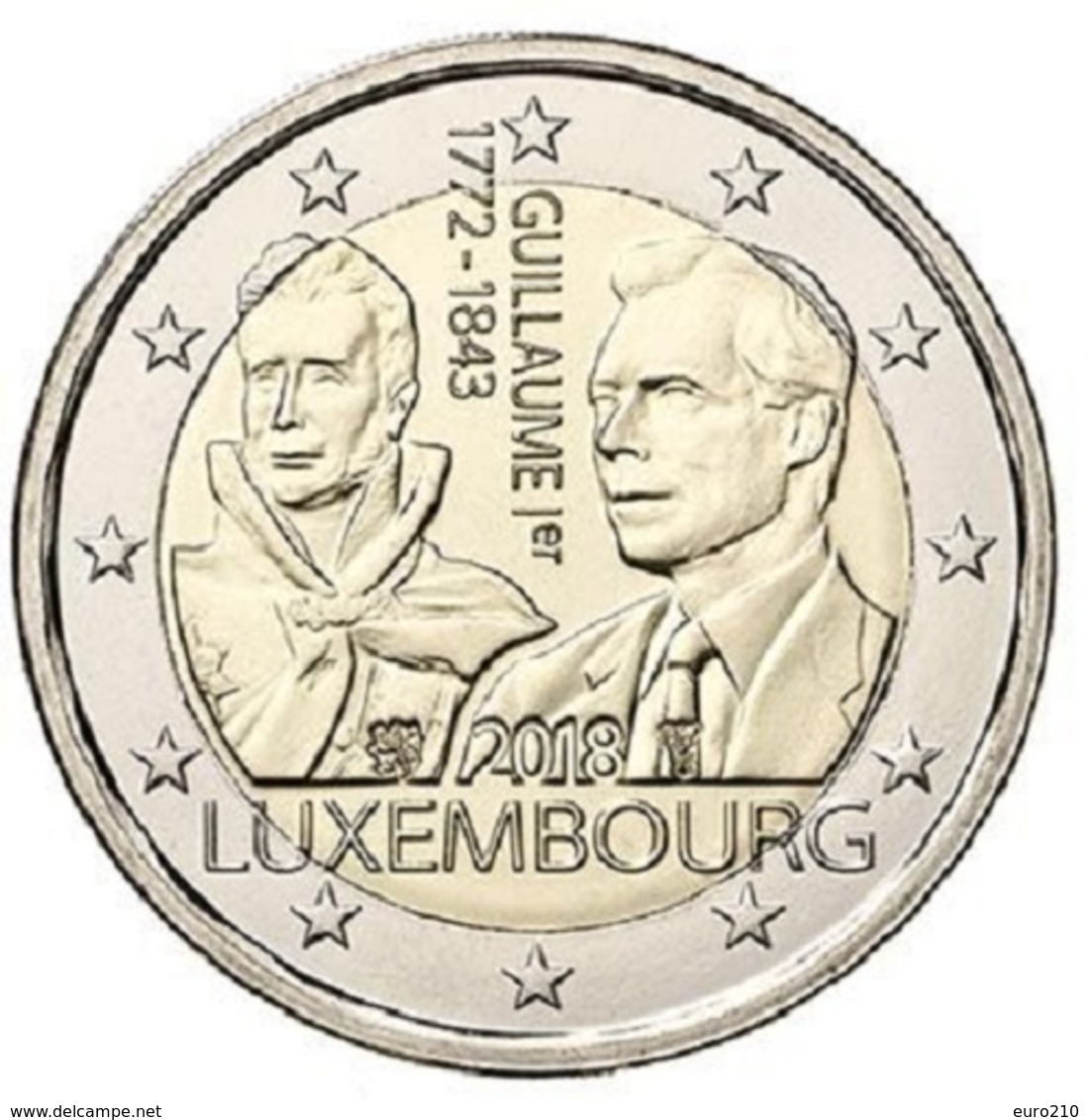 LUXEMBOURG 2 EURO 2018 - Guillaume I - UNC - Luxembourg