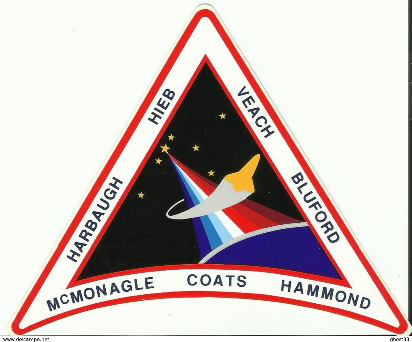 Autocollant SPACE SHUTTLE DISCOVERY - MISSION STS-39 - HARBAUG HIEB VEACH BLUFOR HAMMOND COATS McMONAGLE - ESPACE - Autocollants