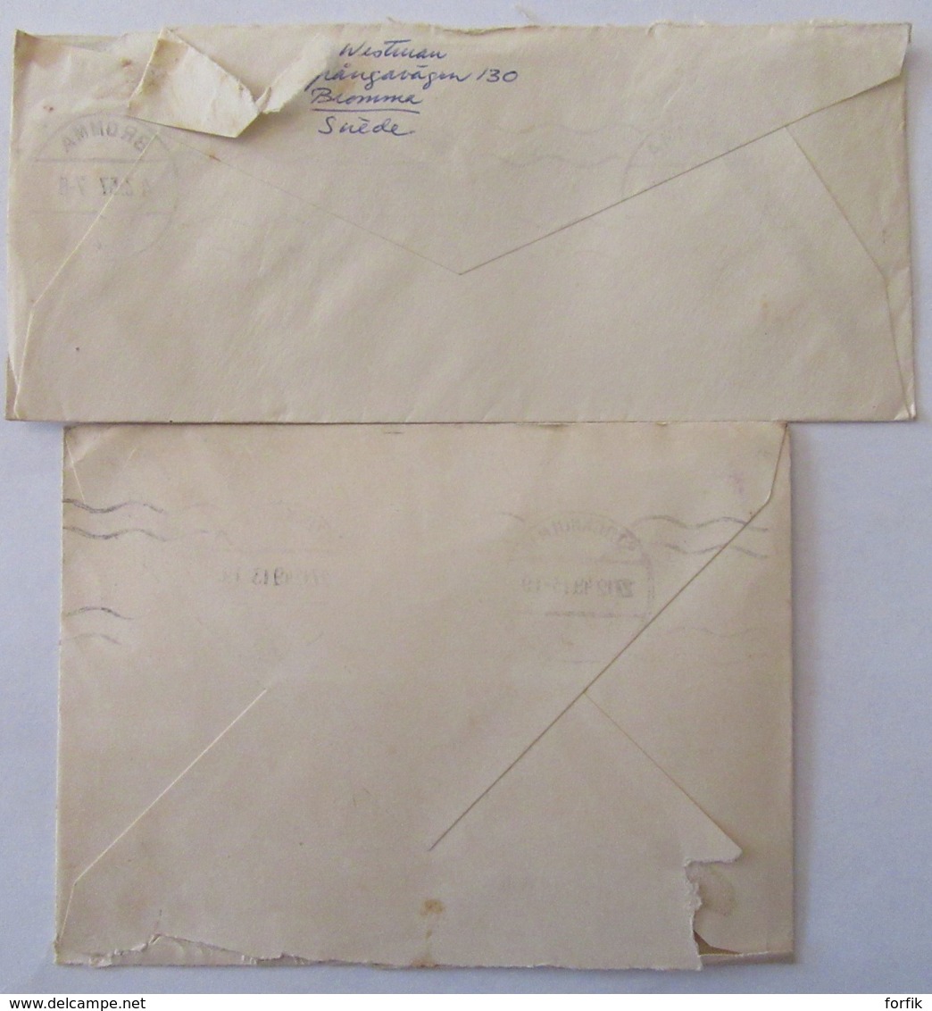 Suède Vers France - 2 Enveloppes (1949 / 1957) Avec Timbres UPU Michel 353 C Et 411 C - Other & Unclassified