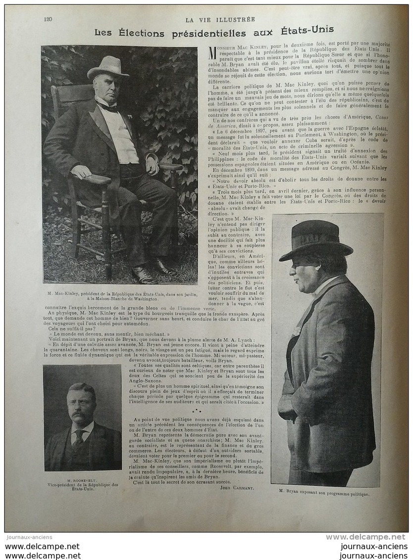 1900 LA FAMILLE DU  PRESIDENT KRUGER - GUERRE DU TRANSVAAL - ELECTIONS AUX ETATS UNIS - CATASTROPHE DU SUD EXPRESS DAX