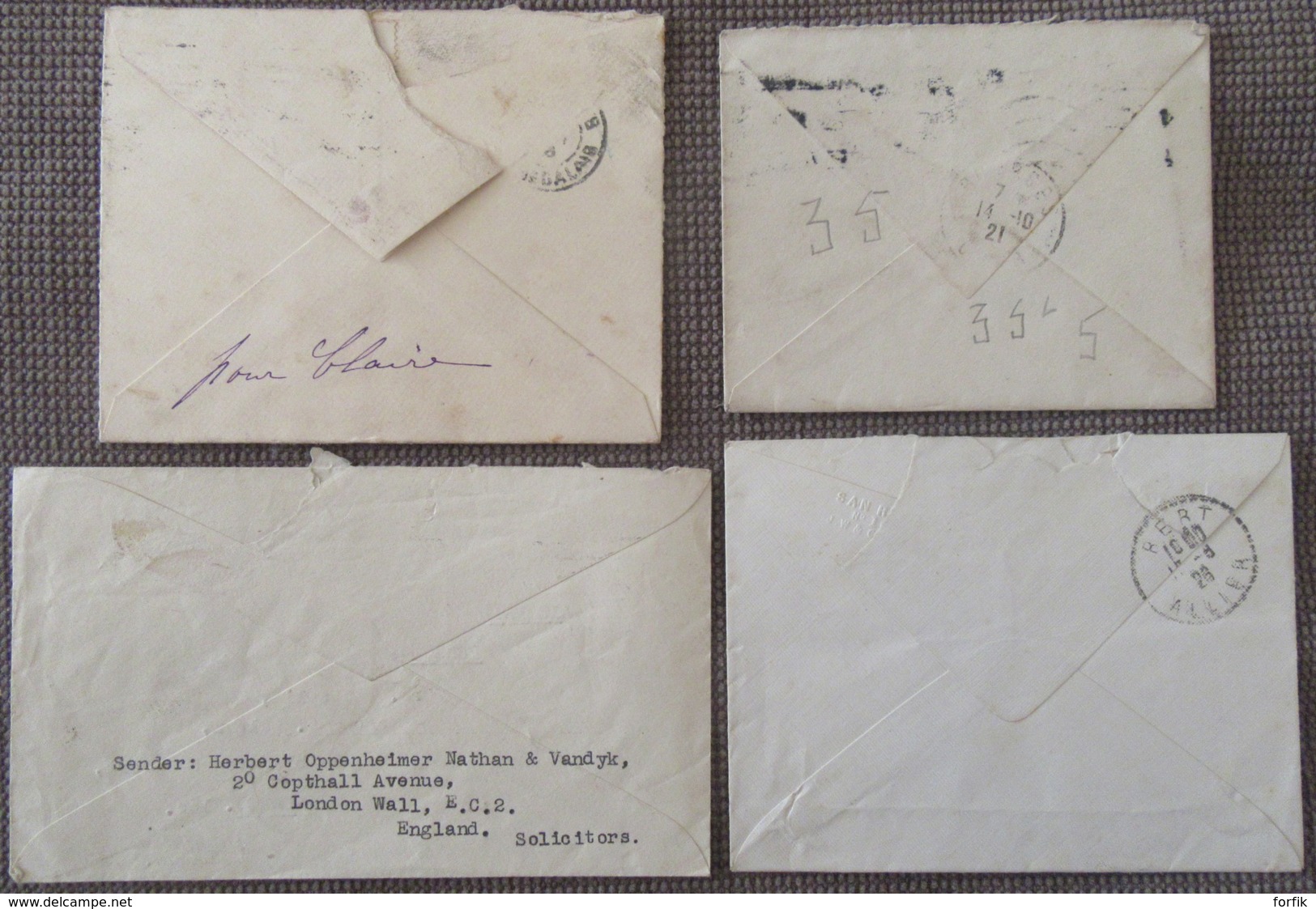 Grande-Bretagne - 20 Enveloppes dont entiers postaux, EMA, timbres, etc... - 1881 environ à 1954 - à étudier