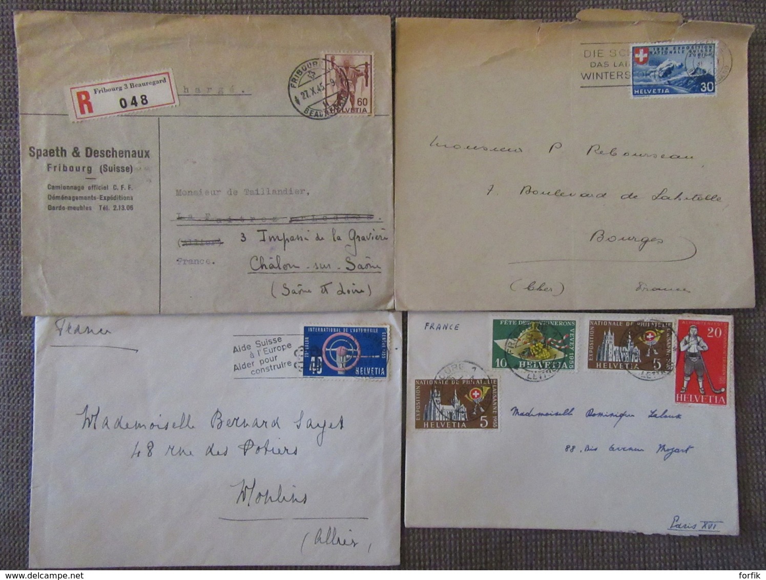 Suisse - 28 Enveloppes dont nombreux entiers postaux, EMA, timbres, etc... - 1886 à 1956 - à étudier