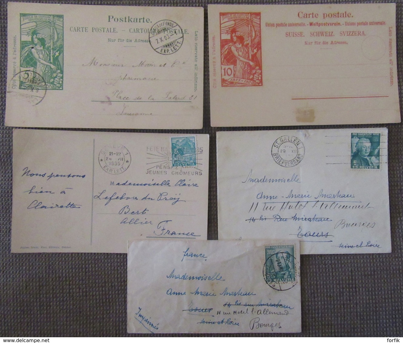 Suisse - 28 Enveloppes dont nombreux entiers postaux, EMA, timbres, etc... - 1886 à 1956 - à étudier