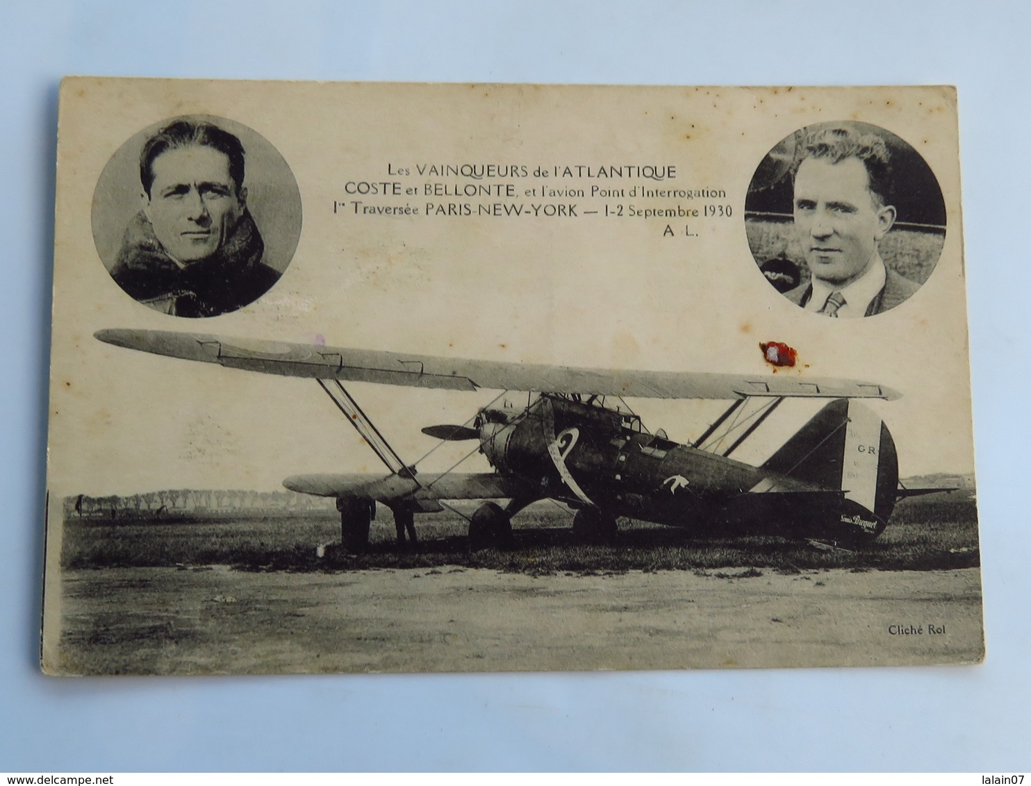C.P.A. : Les Vainqueurs De L'Atlantique COSTE ET BELLONTE 1ère Traversée PARIS NEW YORK, 1930 - Aviateurs