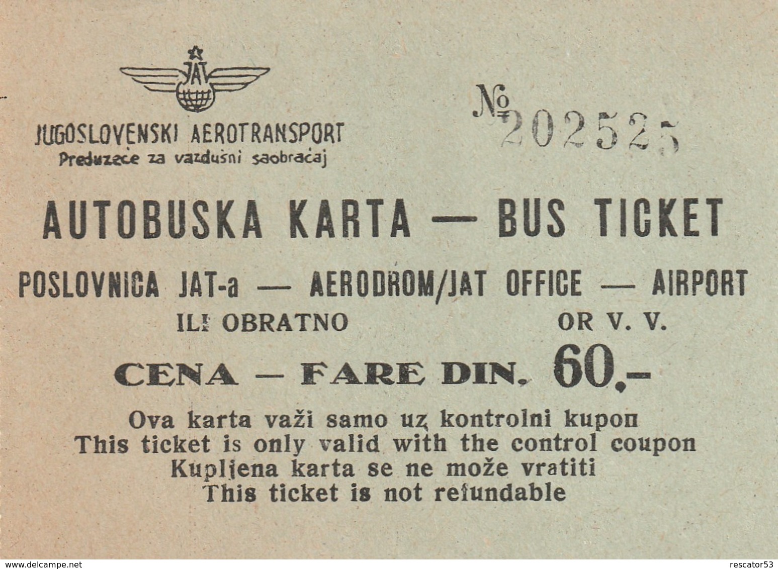 Rare 2  Tickets Autobus Jugoslavie - Europe