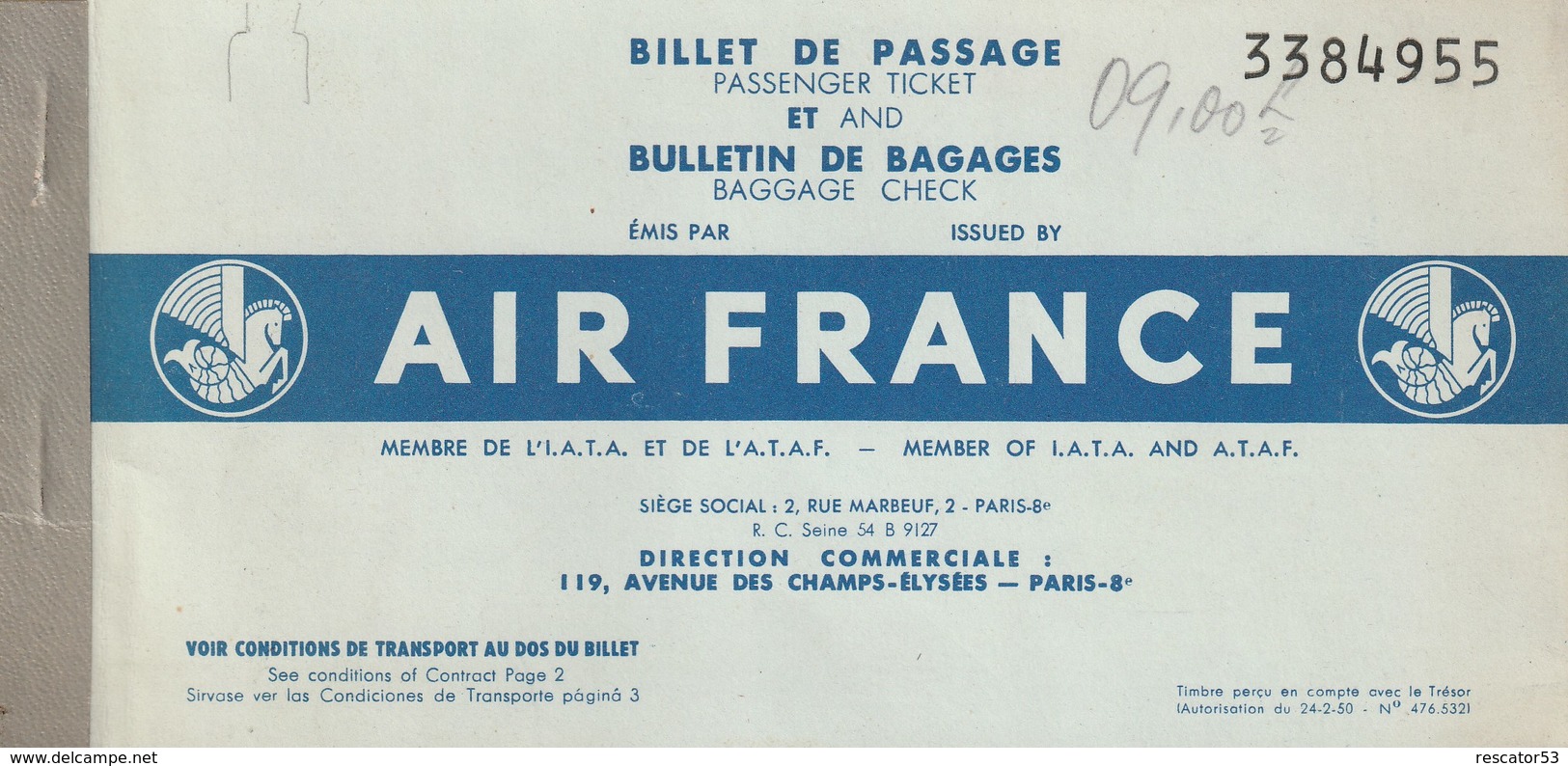 Rare Billet De Passage Et Bulletin De Bagages Air France Paris Sarajevo - Europa