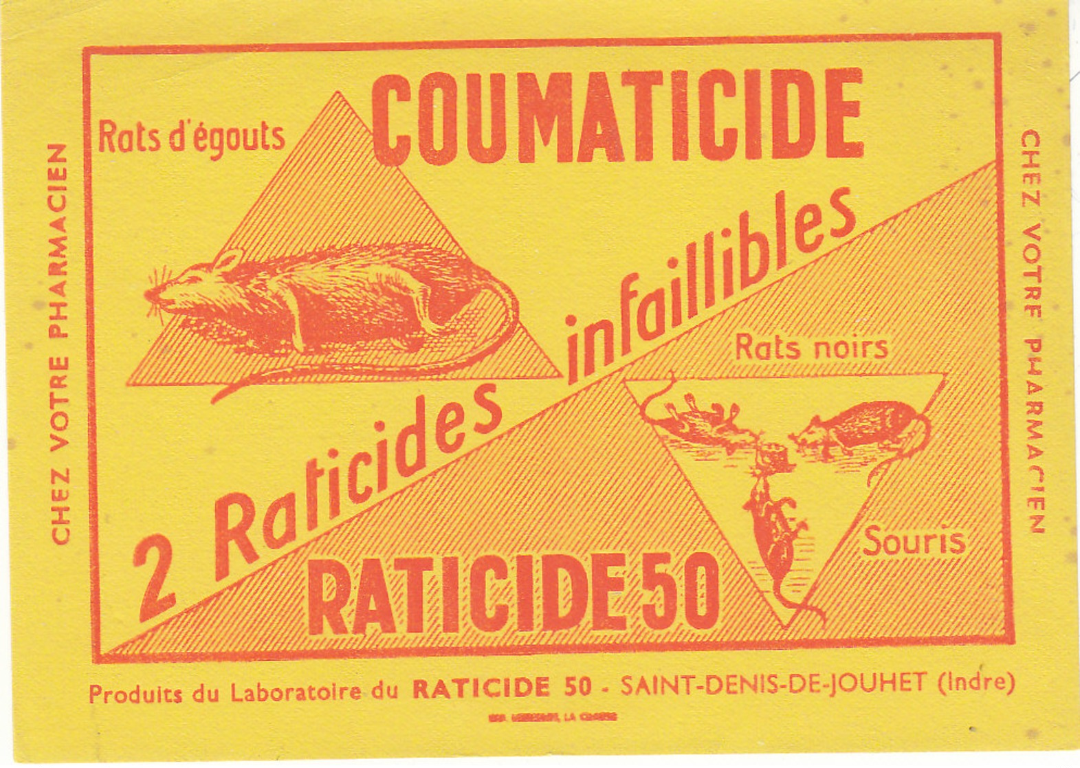 Buvard Coumaticide Du Labo Du Raticide 50..rats Et Souris - Animaux