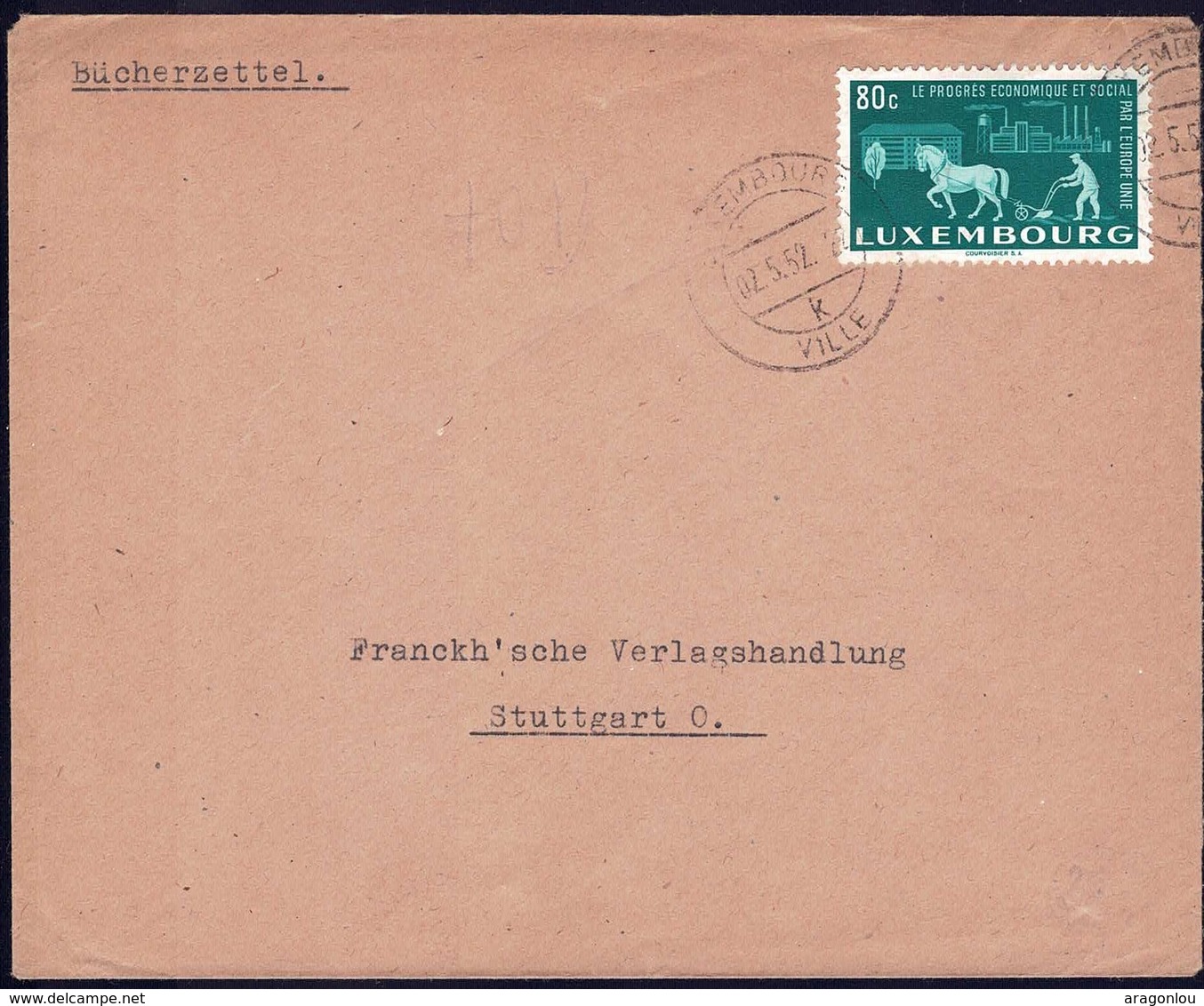 1952 Lettre Luxembourg Vers Stuttgart, Michel: 478  80c. - Lettres & Documents