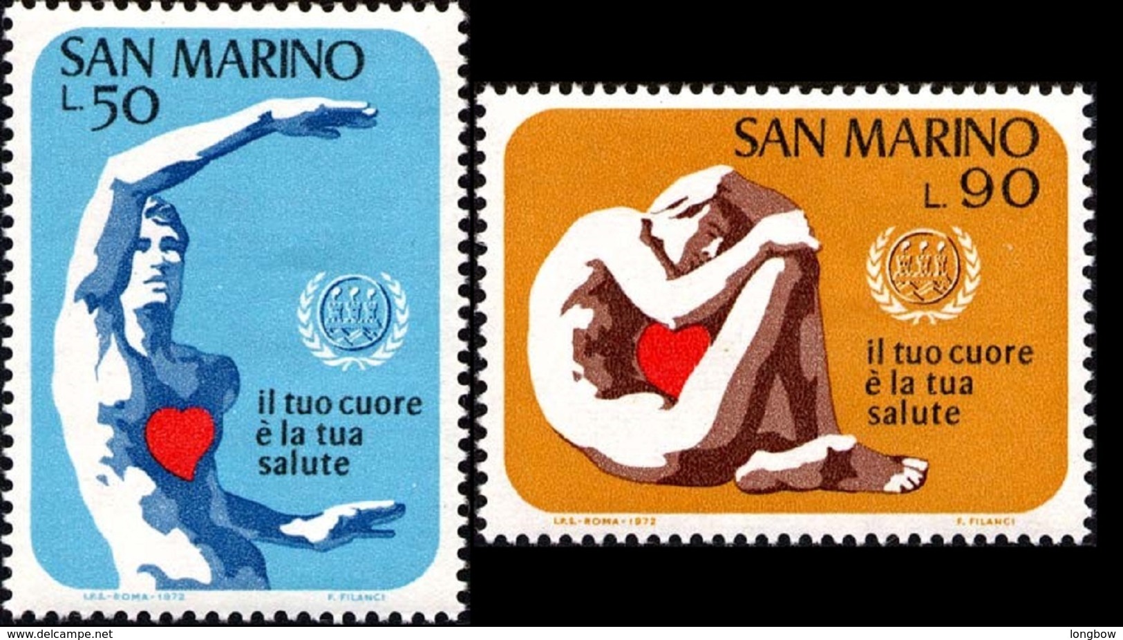 San Marino 1972 Serie Mese Mondiale Del Cuore - Nuovi