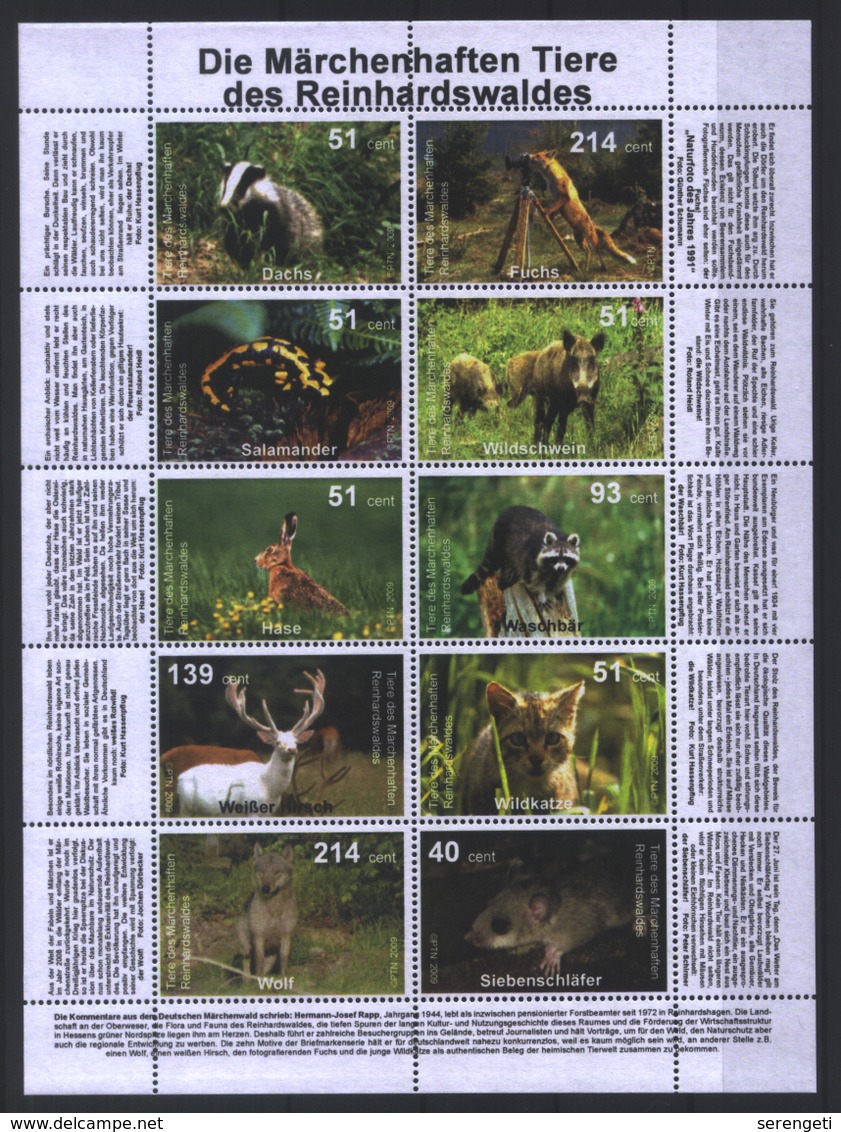 Deutschland PTN 'Reinhardswald, Wildkatze U.a. Tiere' / Germany 'Wildlife Of Reinhard Forest, Wildcat Etc.' **/MNH 2009 - Sonstige & Ohne Zuordnung