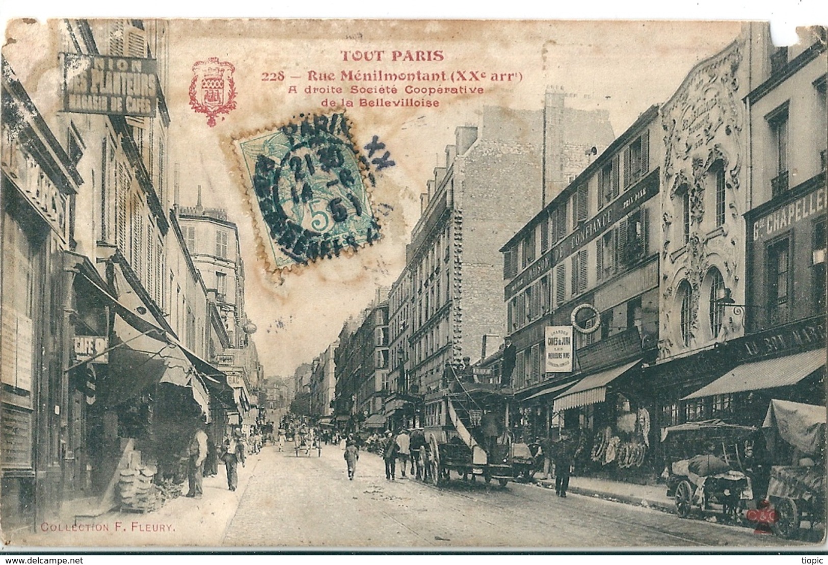 TOUT  PARIS   -    Rue Ménilmontant Dans Le  XXe Ardt  En 1900  ( Vendu Dans Son état ) - Autres & Non Classés